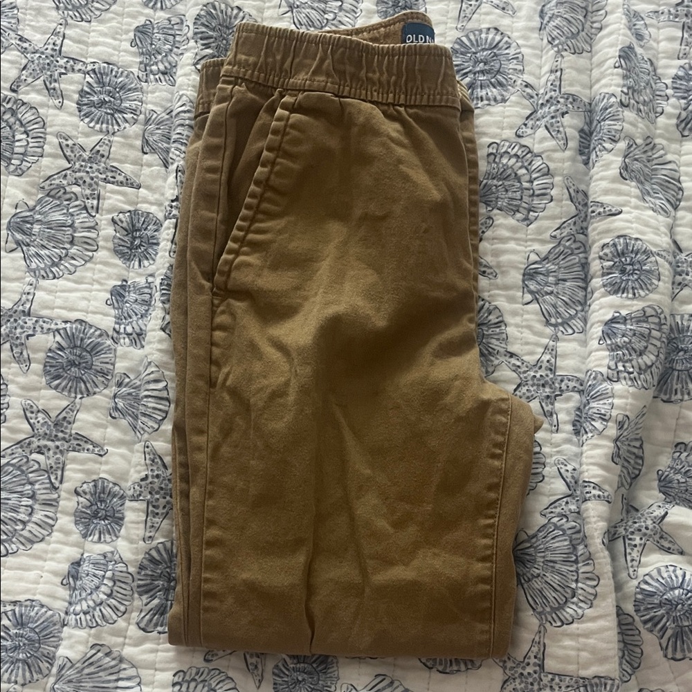 Old Navy Tan Chino Pants with Elastic Waistband